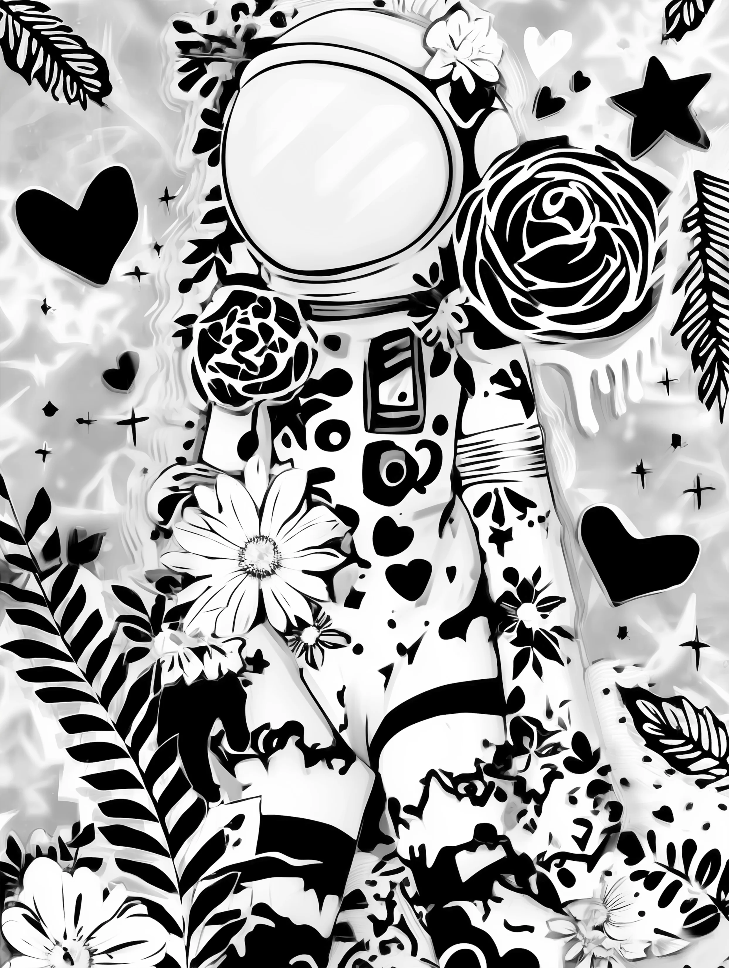 Free printable astronaut coloring pages for adults featuring flowers and astronaut